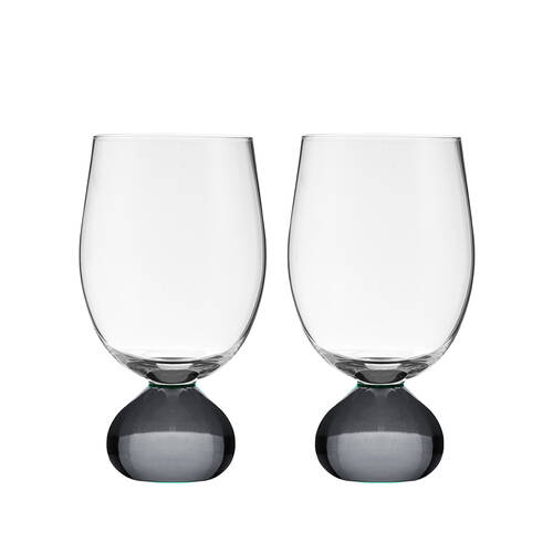 2pc Tempa Zephyr Spherical Wine Drinking Glasses Set 16cm Charcoal