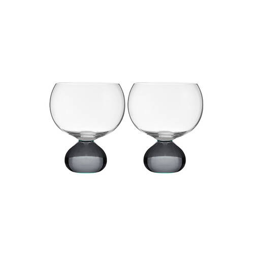 2pc Tempa Zephyr Spherical Gin Drinking Glasses Set 12.5cm Charcoal
