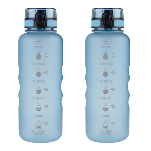 2PK Oasis Tritan Motivational Sports Water Drinking Bottle 1.5L Glacier Blue
