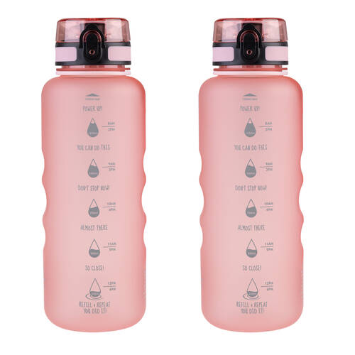 2PK Oasis Tritan Motivational Sports Water Drinking Bottle 1.5L Glow Pink