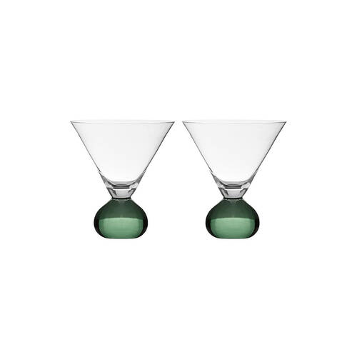 2pc Tempa Zephyr Spherical Martini Drinking Glasses Set 12cm Green