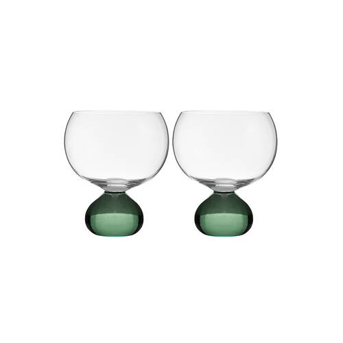 2pc Tempa Zephyr Spherical Gin Drinking Glasses Set 12.5cm Green