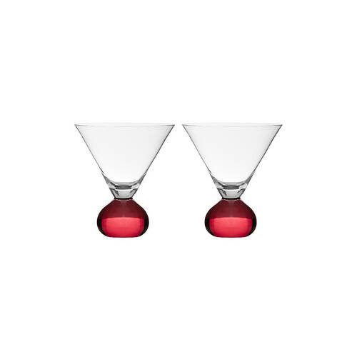 2pc Tempa Zephyr Spherical Martini Drinking Glasses Set 12cm Ruby Red