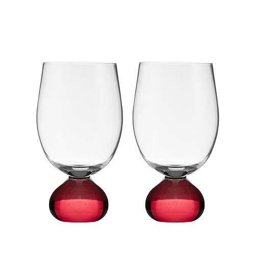 2pc Tempa Zephyr Spherical Wine Drinking Glasses Set 16cm Ruby Red