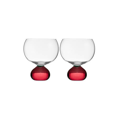 2pc Tempa Zephyr Spherical Gin Drinking Glasses Set 12.5cm Ruby Red