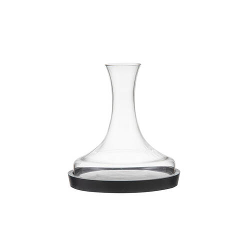 Tempa Harvey Round Wine Drink Decanter w/ Wooden Base Clear/Black