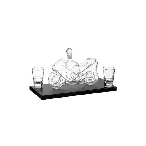 Tempa Preston Motorcycle Whisky Decanter & Glasses Bar Set Clear/Black