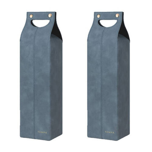 2x Tempa Harley Single Wine Storage Cooler Travel Bag 12x40cm Steel Blue