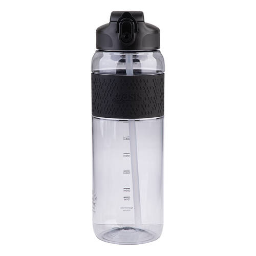 Oasis Tritan Sports Water Drinking Bottle w/ Sipper Straw 1L Carbon Black