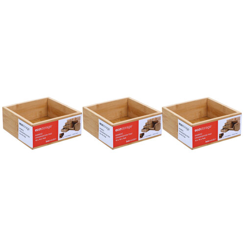 3PK Boxsweden 15cm Bamboo Organisation Tray