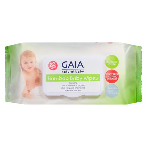 Gaia 80PK Natural/Pure/Organic Bamboo Baby/Kid Wipes Lightly Scent/Free Alcohol