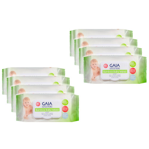 Gaia 640PK Natural/Pure/Organic Bamboo Baby/Kid Wipes Lightly Scent/Free Alcohol