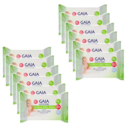 Gaia 240PK Natural/Pure/Organic Bamboo Baby/Kid Wipes Lightly Scent/Travel Pack