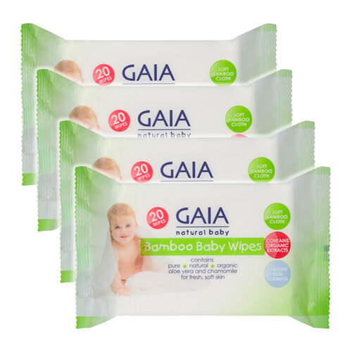 Gaia 80PK Natural/Pure/Organic Bamboo Baby/Kid Wipes Lightly Scent/Travel Pack