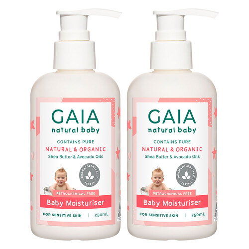 2x Gaia 250ml Pure/Natural/Organic Moisturiser Baby/Kids/Toddlers Vegan Friendly