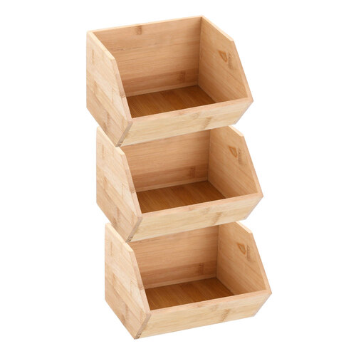 3PK Boxsweden Bamboo Stackable Cube 17.5X15.5X12.5cm
