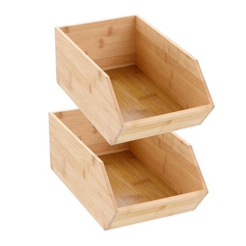 2PK Boxsweden Bamboo Stackable Cube Lge 17.5X31X12.5cm