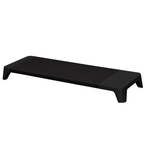 Pout Eyes 8 3-in-1 Monitor Stand Hub w/ Wireless Charging Pad - Deep Black