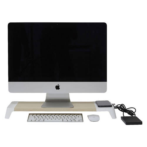 Pout Eyes 8 3-in-1 Monitor Stand Hub w/ Wireless Charging Pad