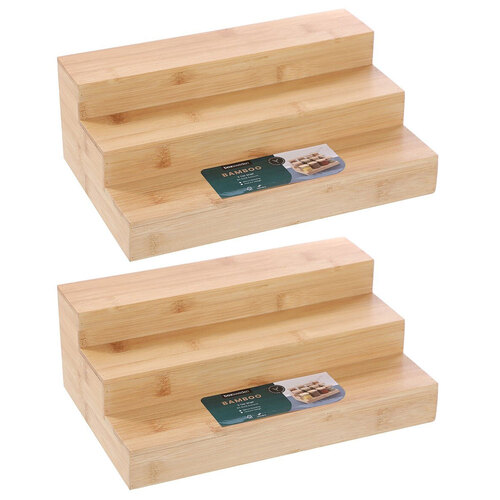 2PK Boxsweden 30.5cm Bamboo 3-Tier Shelf Rack Spice Organiser