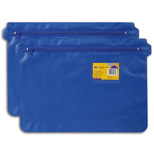 2PK Marbig PVC 41.5cm Convention Case Pouch w/ Zip - Blue