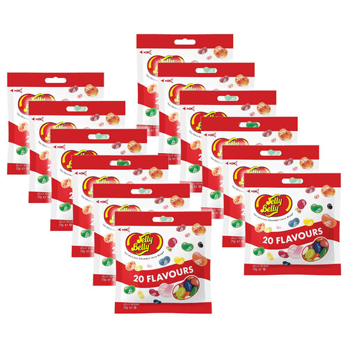 12PK Jelly Belly 70g 20 Assorted Flavours Jelly Bean Bag Bag