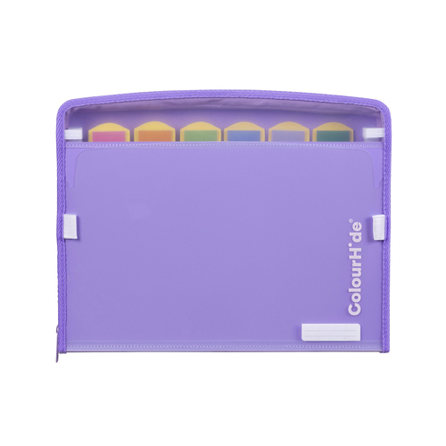 Colourhide A4 Zip-It Expanding File w/ Pen Holder Loop Lavander