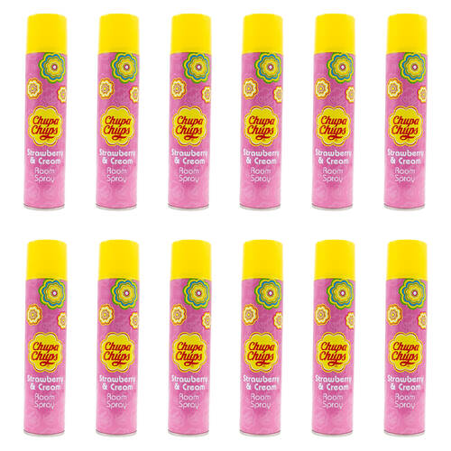 12PK Chupa Chups 300ml Room Spray Strawberry & Cream Fragrance