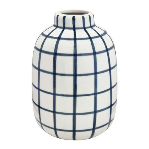 J.Elliot Home Wallace Check Vase 17x17x23.5cm Navy