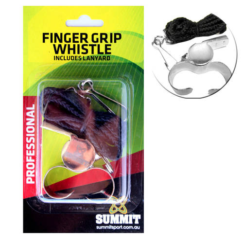 SUMMIT Brass Finger Grip Whistle With Lanyard