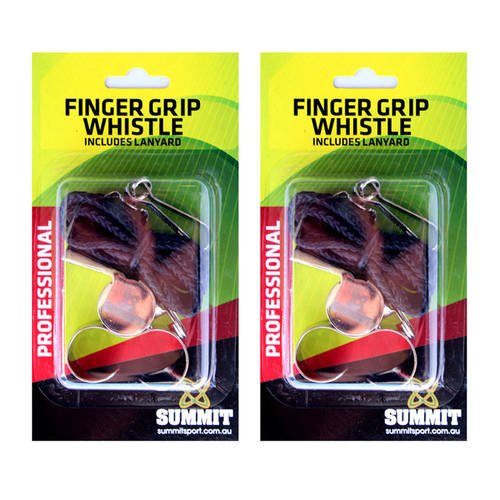 2PK SUMMIT Brass Finger Grip Whistle With Lanyard