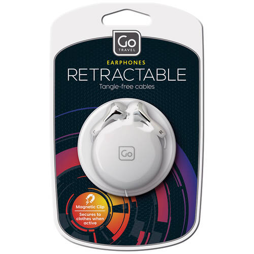 Go Travel Retractable Earphones - White
