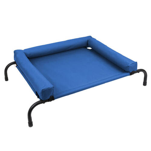 Paws & Claws Elevated Bolster Pet Bed 90x60x23cm - Blue