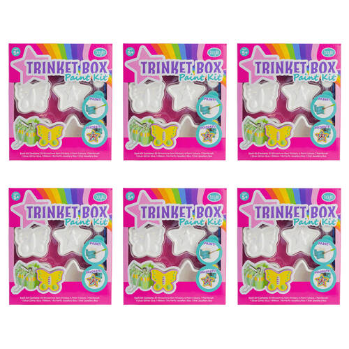 6PK Boyle Paint Your Own Trinket Boxes Kids DIY Craft Kit 5y+