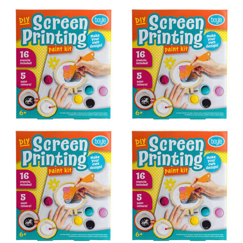4PK Boyle Screen Printing Paint Project Kit Kids DIY Craft 6y+