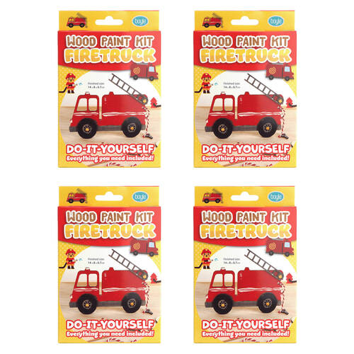 4PK Boyle Wood Paint Kit Kids DIY Craft Buildable Firetruck