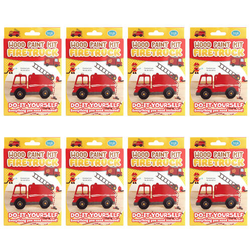 8PK Boyle Wood Paint Kit Kids DIY Craft Buildable Firetruck