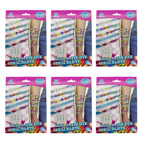 6PK Boyle Personalized Bracelet Tie Dye Project Kids DIY Craft Kit 8y+
