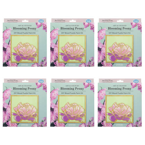 6PK Boyle DIY Wood Puzzle Paint Kit Craft 20x20cm Blooming Peony