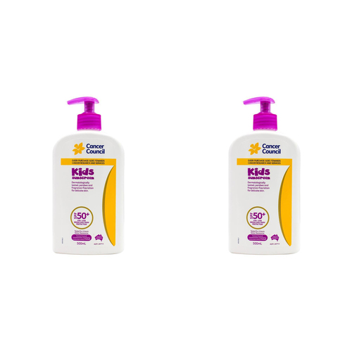 2PK Cancer Council 500ml Kids Sunscreen SPF50+ Lotion Pump Bottle