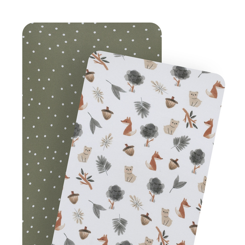 2pc Living Textiles Bassinet Fitted Sheets Forest Retreat