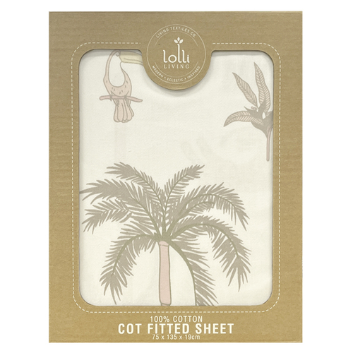 Lolli Living Fitted Cot Sheet - Tropical Mia 75x135x19cm