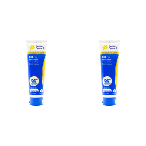 2PK Cancer Council 110ml Ultra Sunscreen SPF50+ Body Lotion