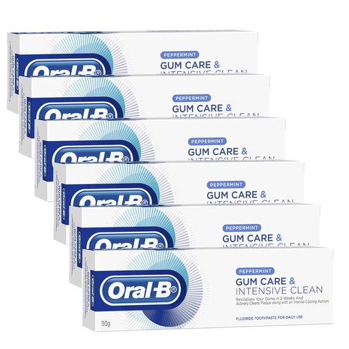 6PK Oral B 110g Gum Care & Intensive Clean Toothpaste Peppermint