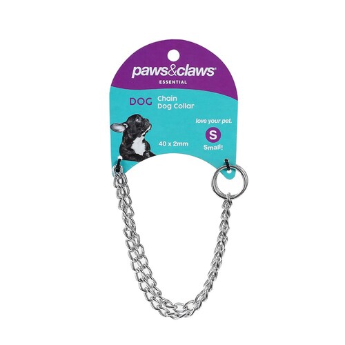 Paws & Claws 40cmx2mm Chain Collar Small - Silver