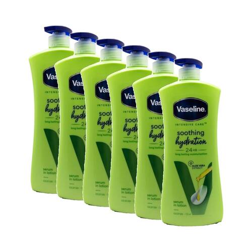 6PK Vaseline Intensive Care Body Lotion Soothing Hydration w/Aloe Vera 725mL