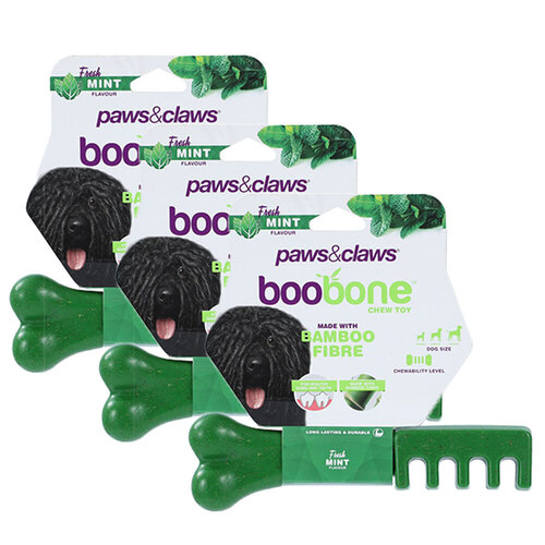 3PK Paws & Claws Boobone Toothbrush Mint 18.5cm