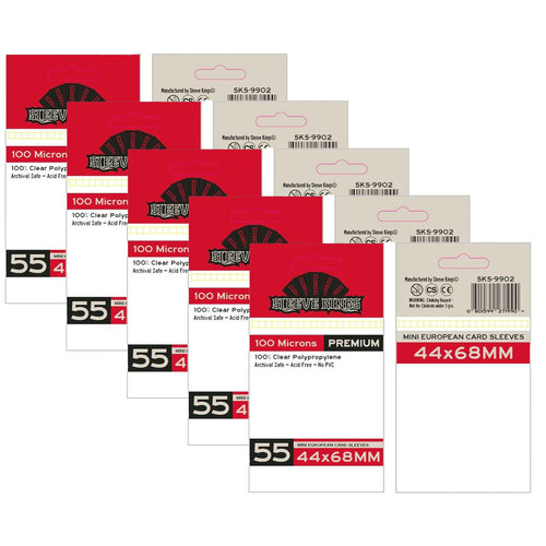 10PK 55pc Sleeve Kings 44x68mm Board Game Sleeves Mini European