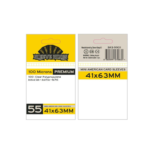 55pc Sleeve Kings 41x63mm Board Game Card Sleeves Mini American