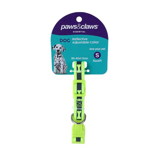 Paws & Claws 30-45cm Reflective Collar w/ Bone Print Small - Assorted
